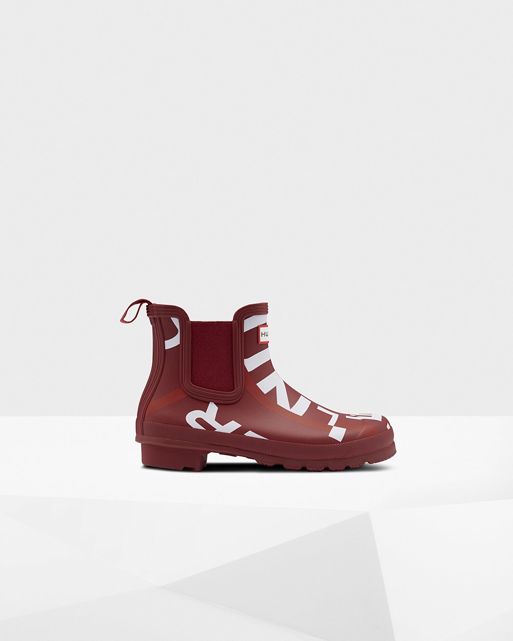 Botas Chelsea Hunter Mujer - Original Exploded Logo - Grises Rojos - KQEZWCP-90